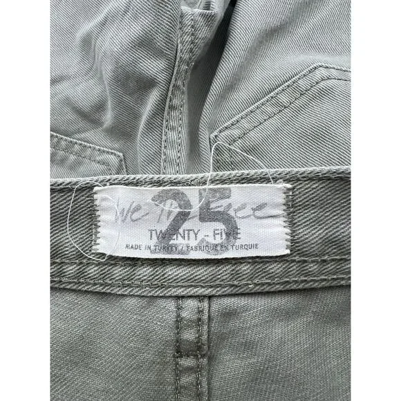 We The Free Jeans Womens 25 Green Denim Mid Rise Pockets Raw Hem Fringes - Picture 13 of 16